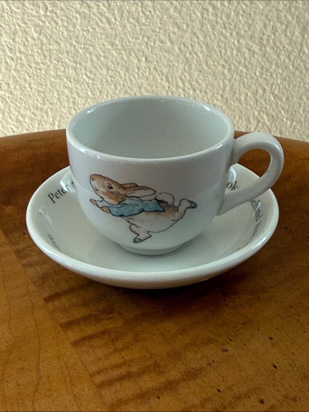 Vintage Wedgwood Peter Rabbit White Porcelain Miniature Tea Cup and Saucer